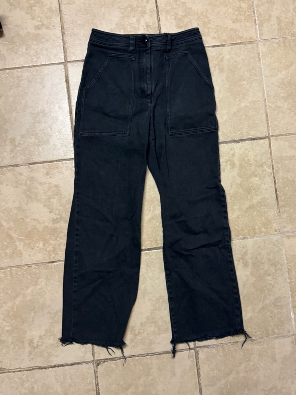 Wilfred Free Cropped Jeans Size 6 | Black High Rise Utility Denim